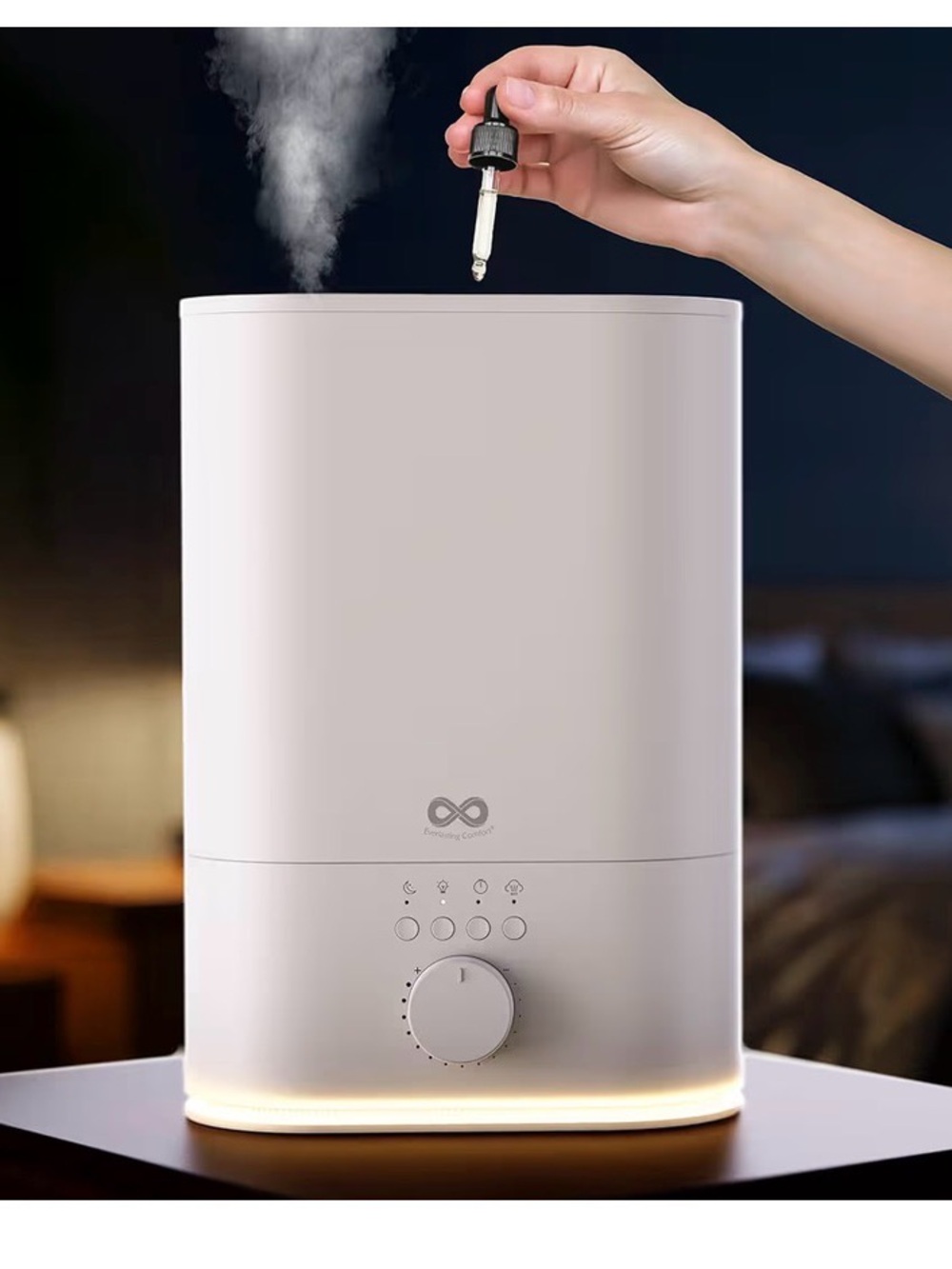 Everlasting Comfort White Ultrasonic Humidifier with LED Base